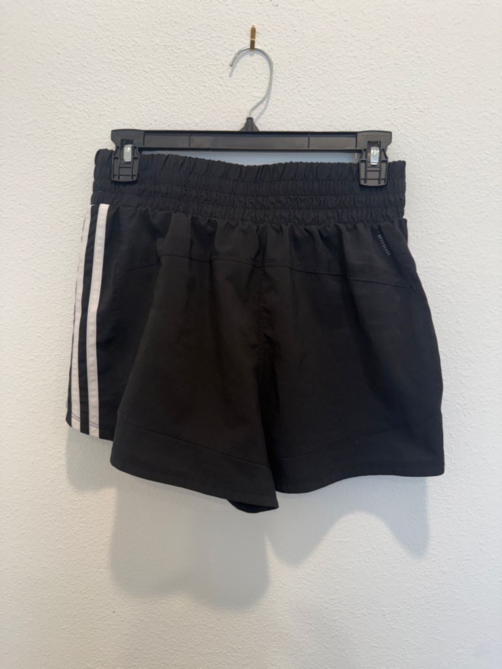 adidas Black Women's Pacer Training 3-Stripes Woven High-Rise Shorts - Picture 3 of 4